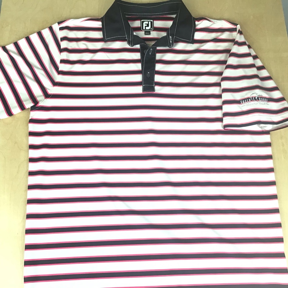 Footjoy Mens XL Athletic Fit Performance Golf Polo Shirt Stretch Eagle Brook CC